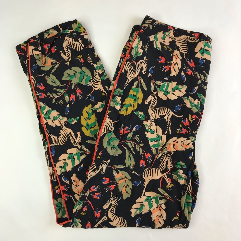 Zara Trafaluc Womens Pants Sz S Black Floral - Picture 3 of 8